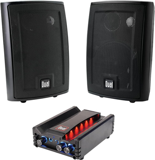 LU43PB 3-Way High Performance Outdoor Indoor Speakers with Powerful Bass &  DBTMA100 Micro Wireless Bluetooth 2 Channel Stereo Class-D Amplifier