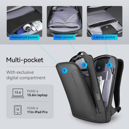 Laptop Backpack for Men,Slim Business Backpack with USB Plug Fits 15.6 Inch Pc,Structured Shell Design