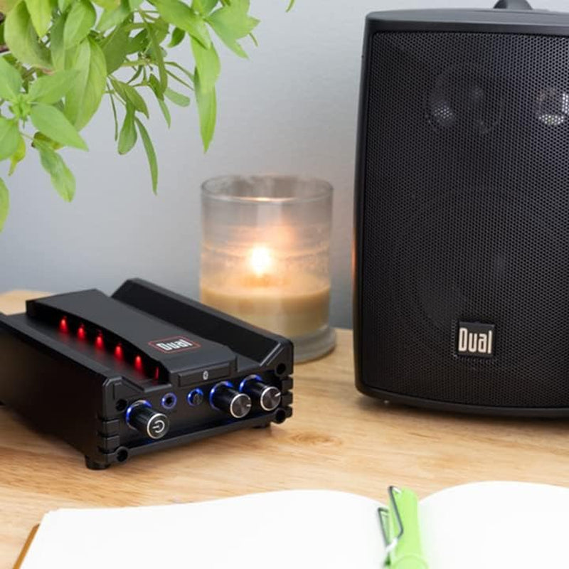 LU43PB 3-Way High Performance Outdoor Indoor Speakers with Powerful Bass &  DBTMA100 Micro Wireless Bluetooth 2 Channel Stereo Class-D Amplifier
