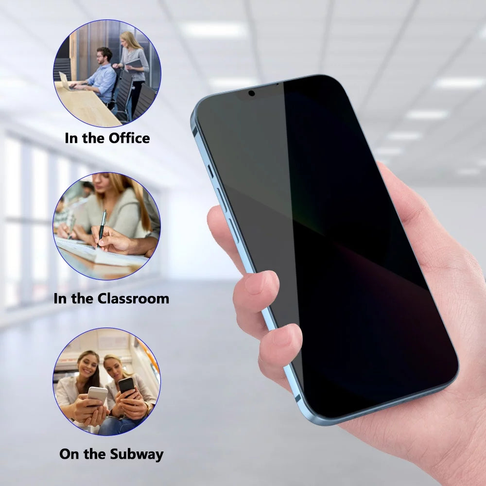 Iphone 13 Privacy Screen Protector + Camera Lens Protector, anti Spy Case Friendly Tempered Glass 9H Black