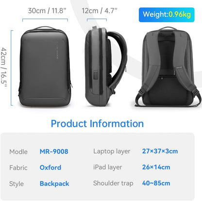 Laptop Backpack for Men,Slim Business Backpack with USB Plug Fits 15.6 Inch Pc,Structured Shell Design